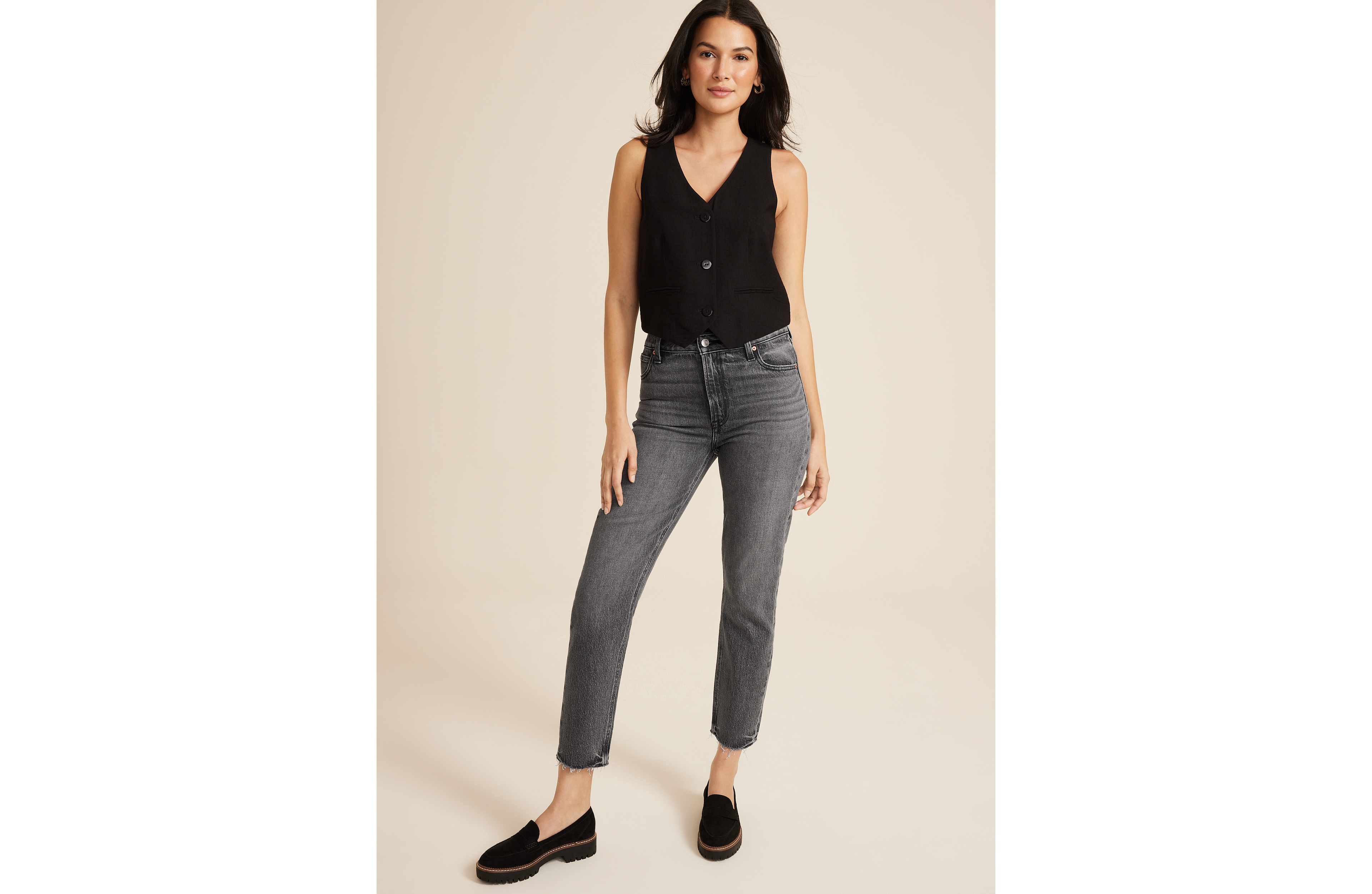 Goldie Blues™ Black High Rise Cheeky Taper Ankle Jean