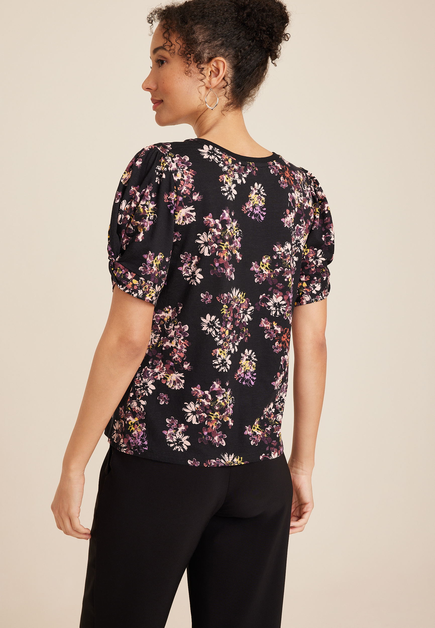 Floral Twist Puff Sleeve Tee, C1943, large