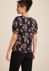 Floral Twist Puff Sleeve Tee, C1943, small