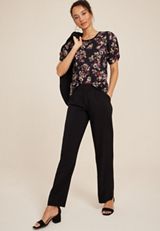 Floral Twist Puff Sleeve Tee, C1943, small