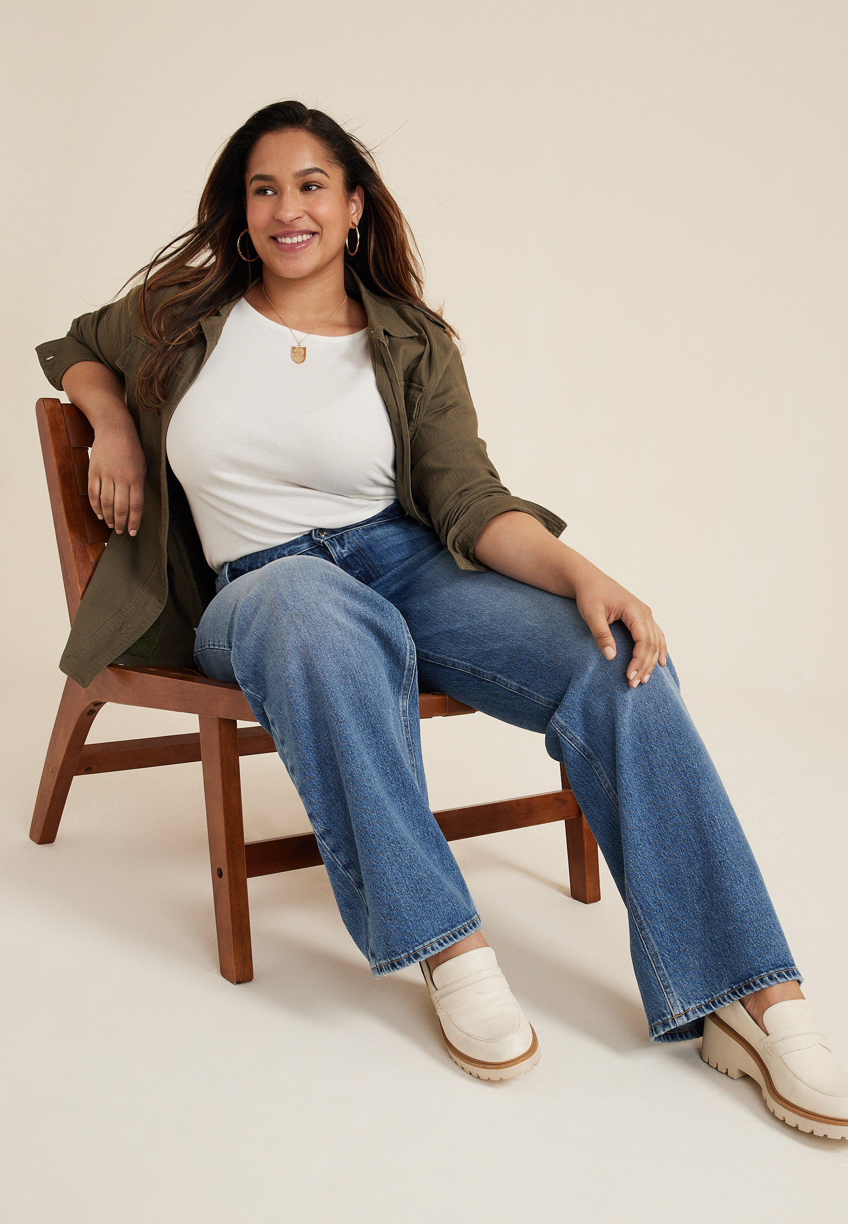 Plus Size Goldie Blues&trade; High Rise Curvy Cheeky Wide Leg Jean, C3337, large