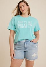 Plus Size Talk To The Palm Graphic Tee, C4476, small