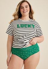 Simply Comfy Wide Lace Trim Shamrock Boybrief Cotton Panty, C2521, small