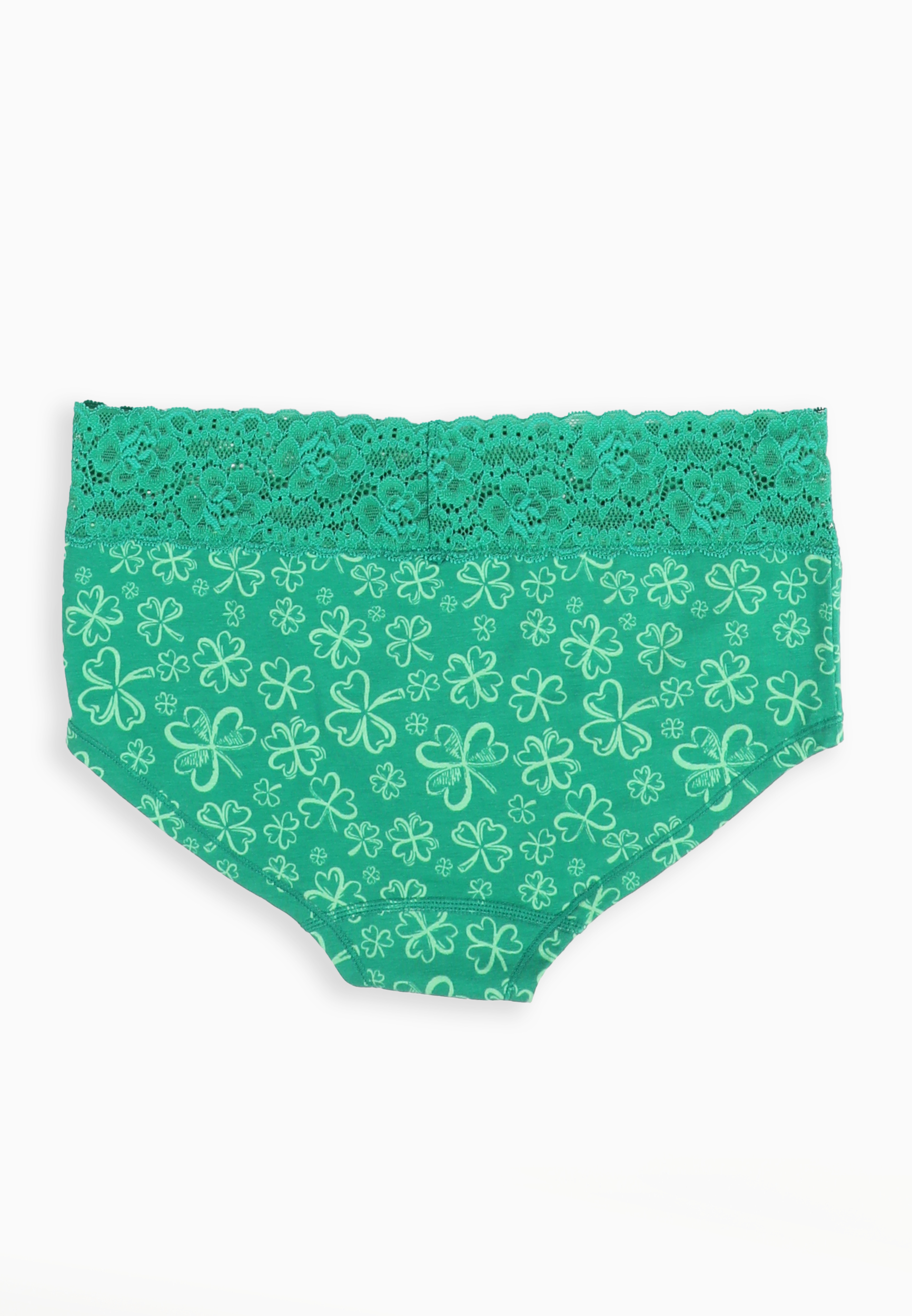 Simply Comfy Wide Lace Trim Shamrock Boybrief Cotton Panty, C2521, large