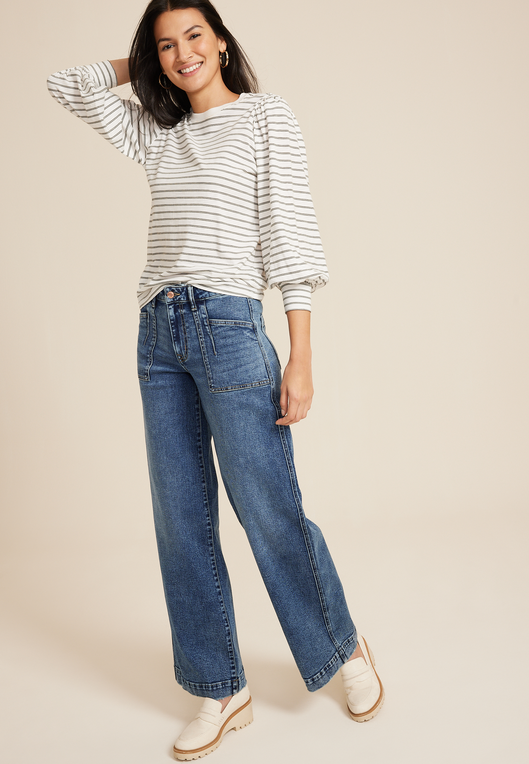 m jeans by maurices™ Flare Crossover Pull On High Rise Jean