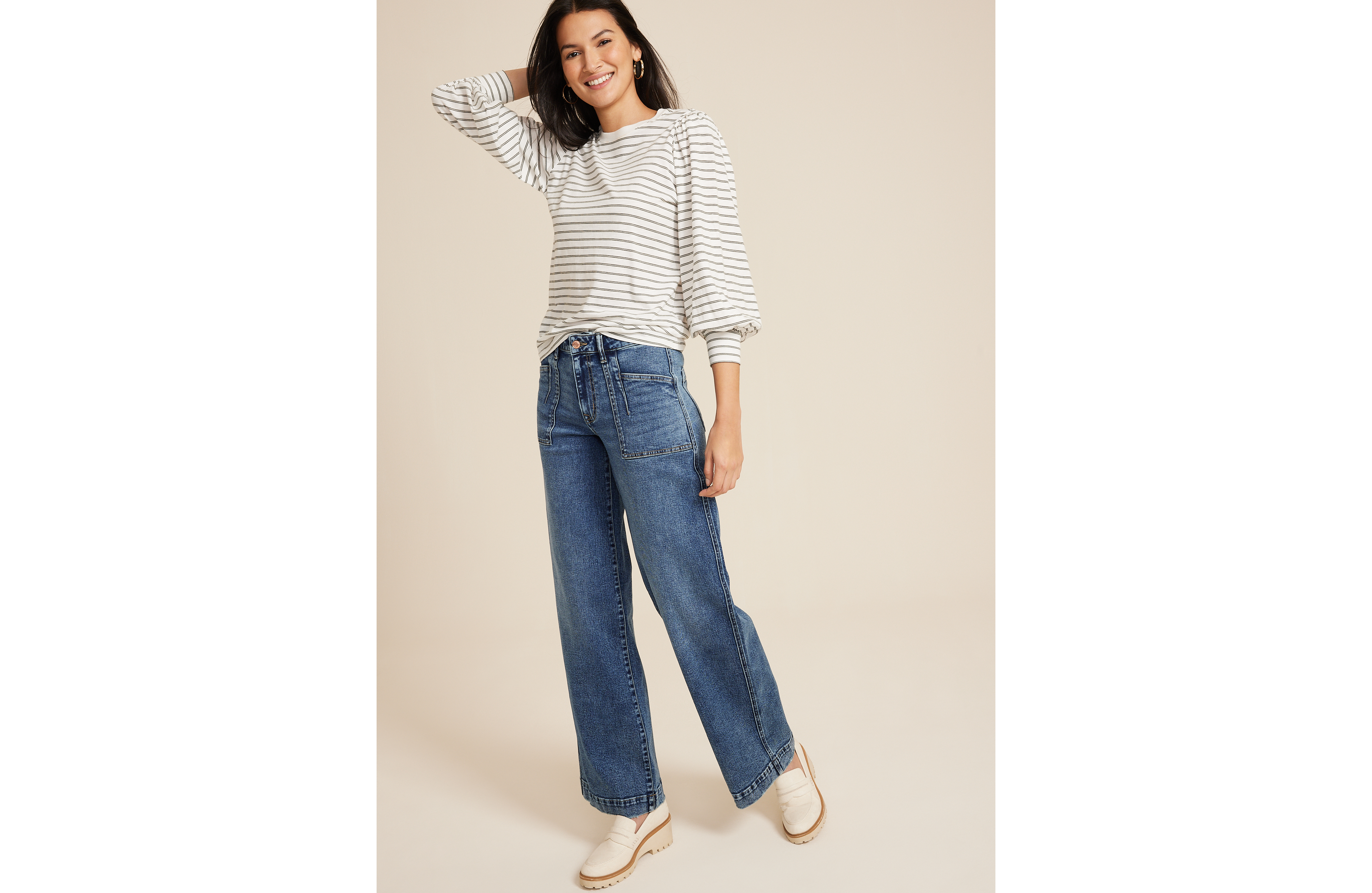 Patch Pocket High Rise Wide Leg Jean