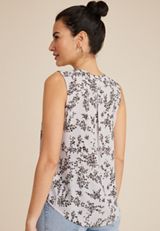 Madison Floral Half Button Down Tank Top, C7930, small