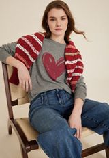 Cozy Heart Crew Neck Sweatshirt, C3407, small