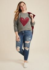 Cozy Heart Crew Neck Sweatshirt, C3407, small