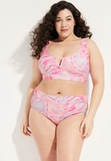 Plus Size Crossover High Waist Bikini Bottom, C1397, small