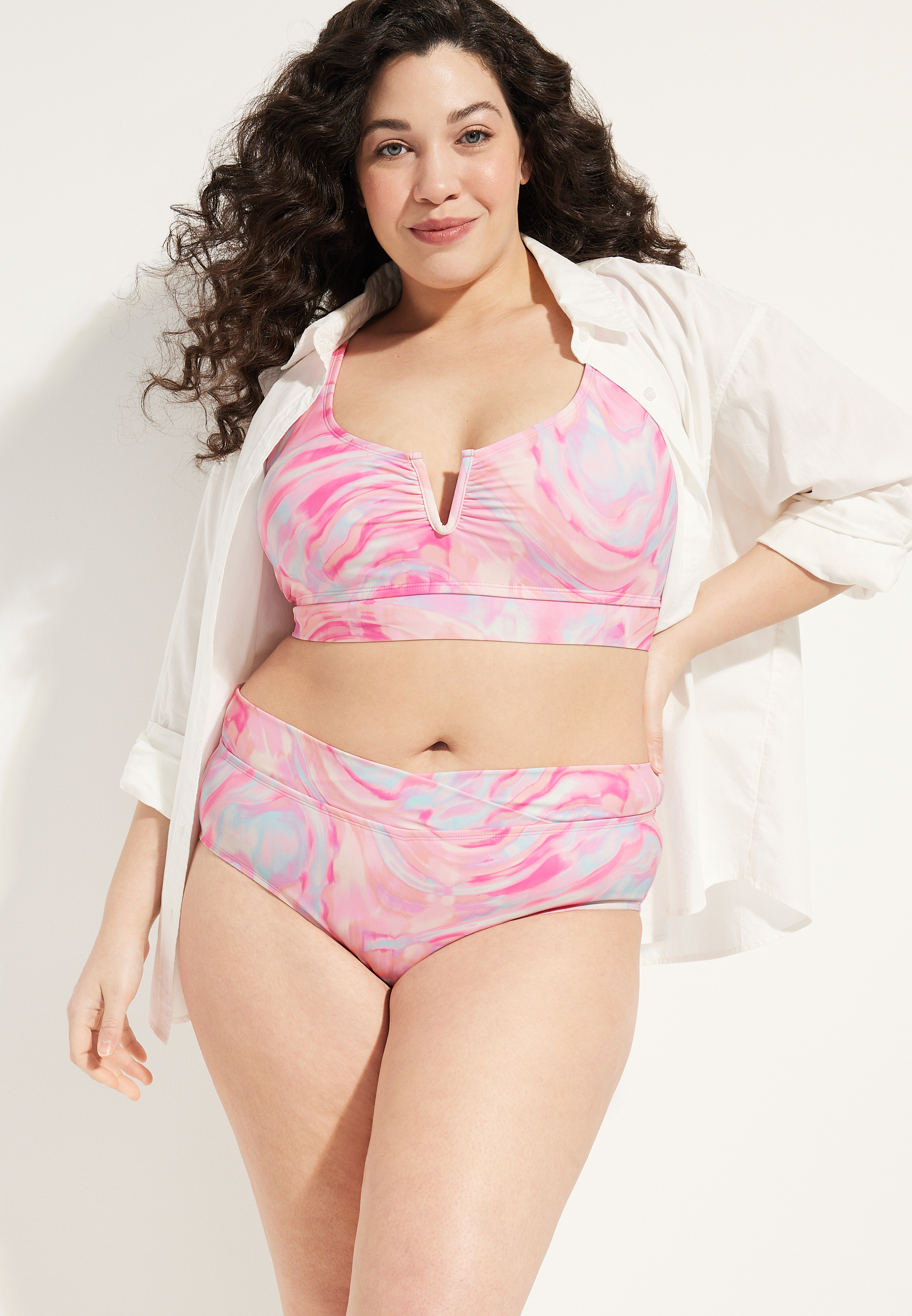 Plus Size Crossover High Waist Bikini Bottom, C1397, large