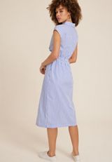 Striped Twist Front Shirt Dress, NAVY COMBO, small