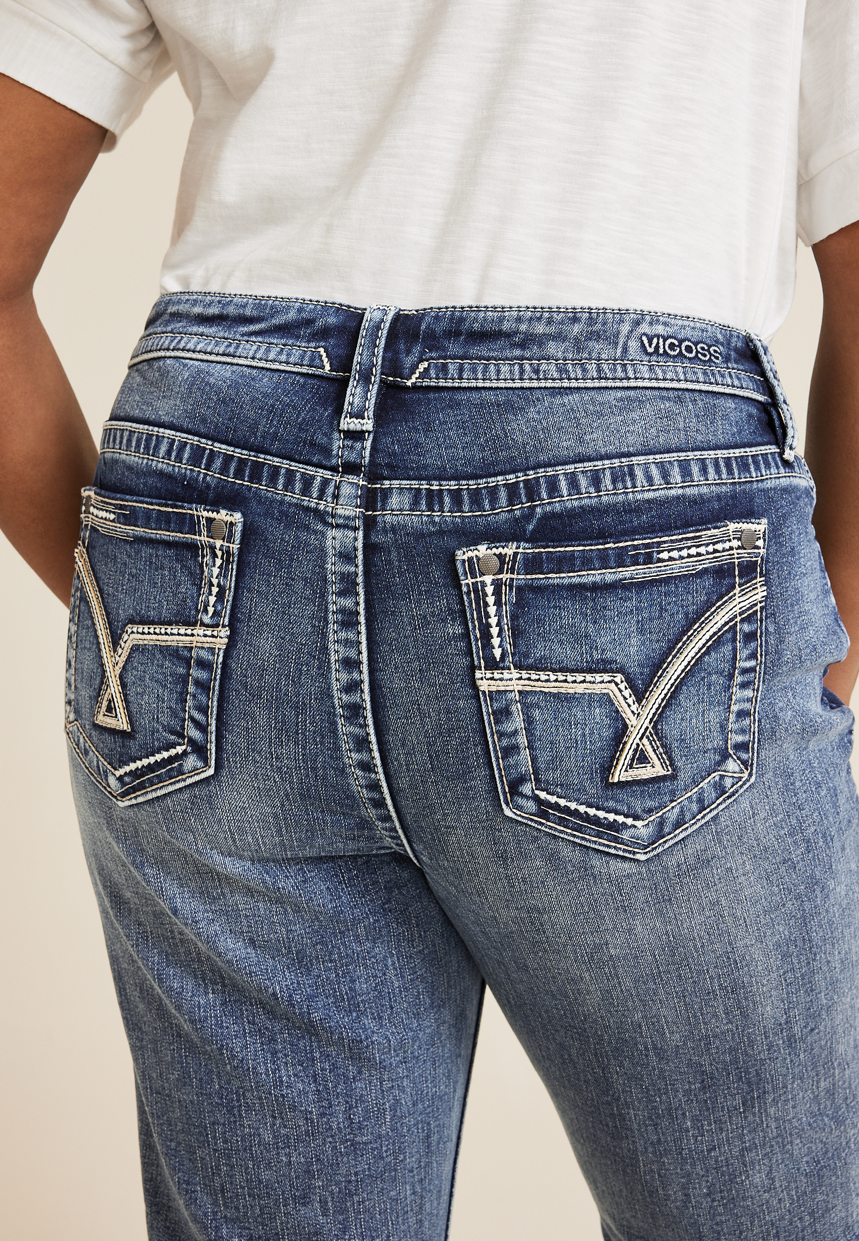 Plus Size Vigoss&reg; Heritage Mid Rise Arrow Stitch Capri Jean, C258, large