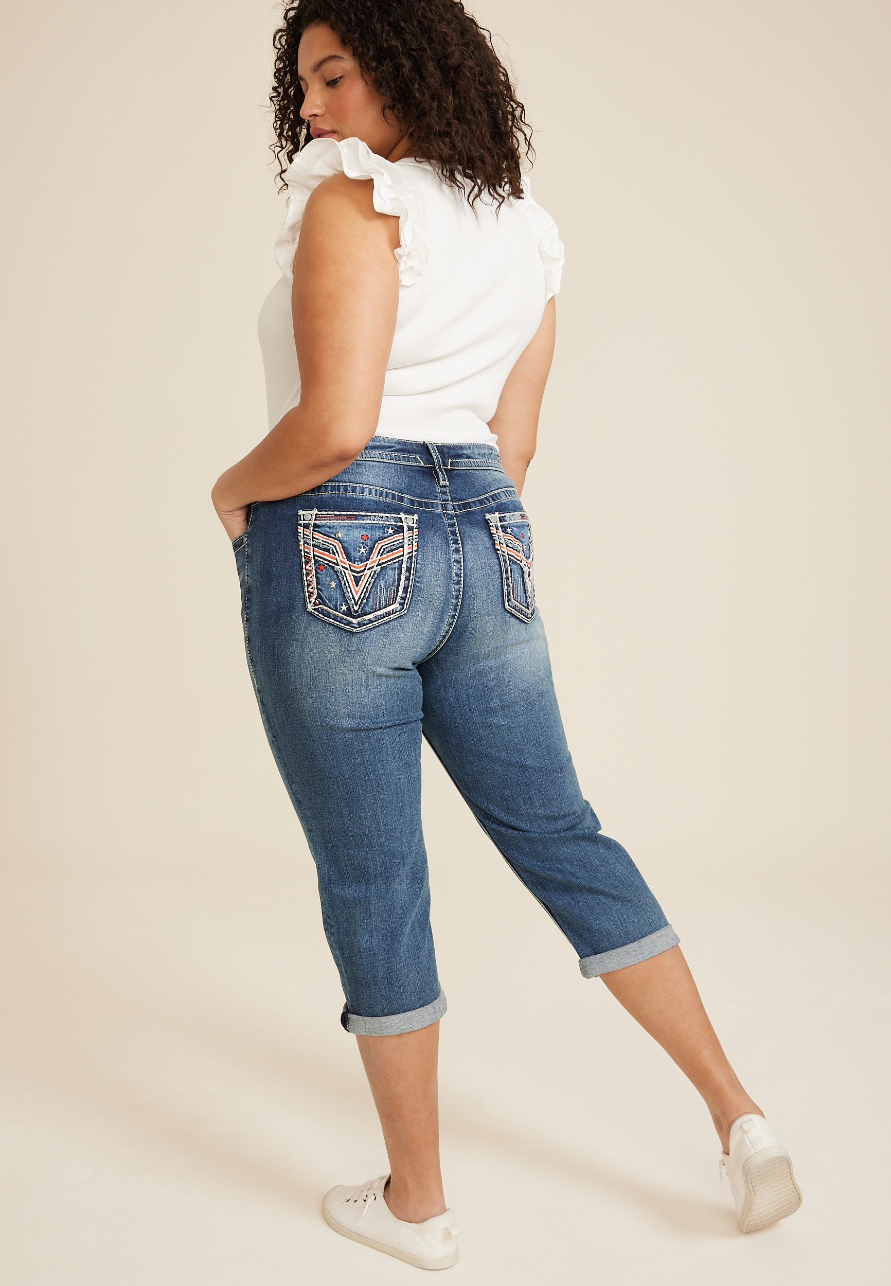 Plus Size Vigoss® Heritage Mid Rise Americana Capri