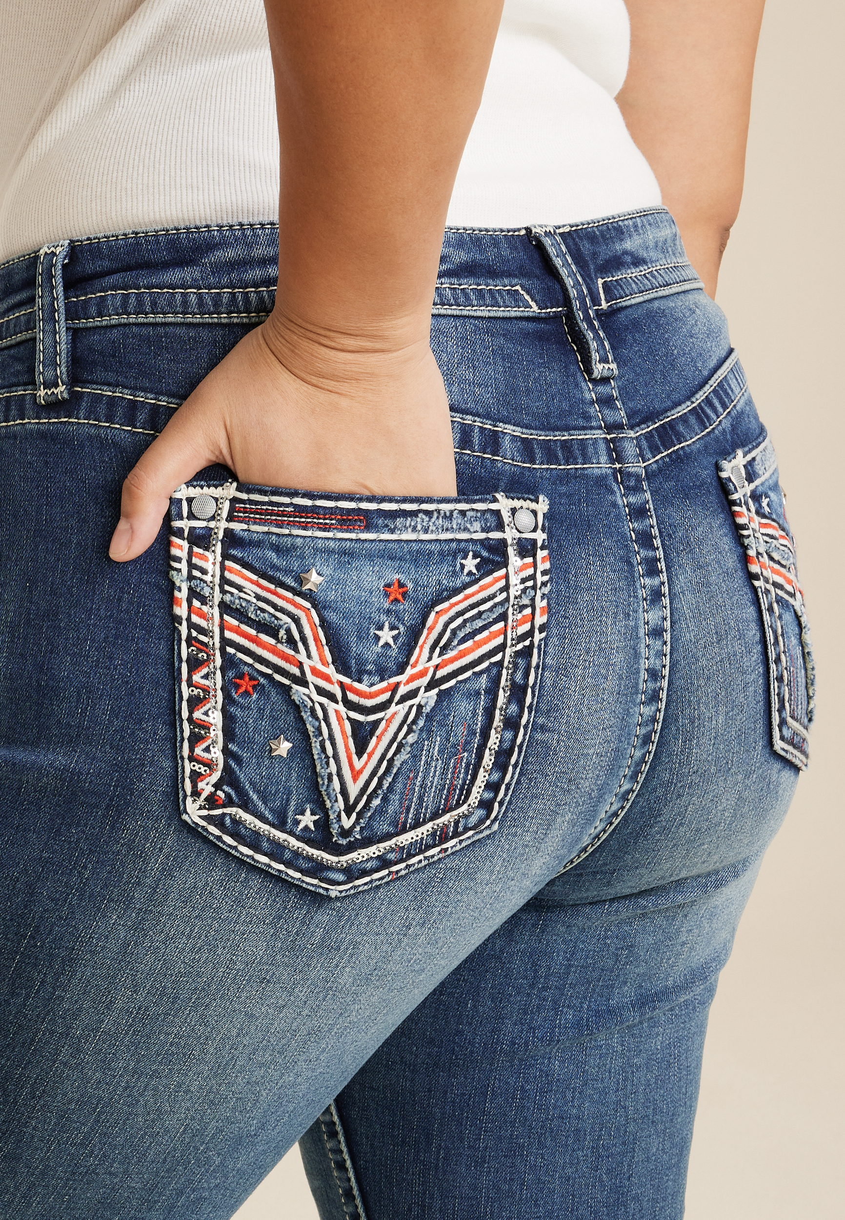 Plus Size Vigoss&reg; Heritage Mid Rise Americana Capri, C258, large