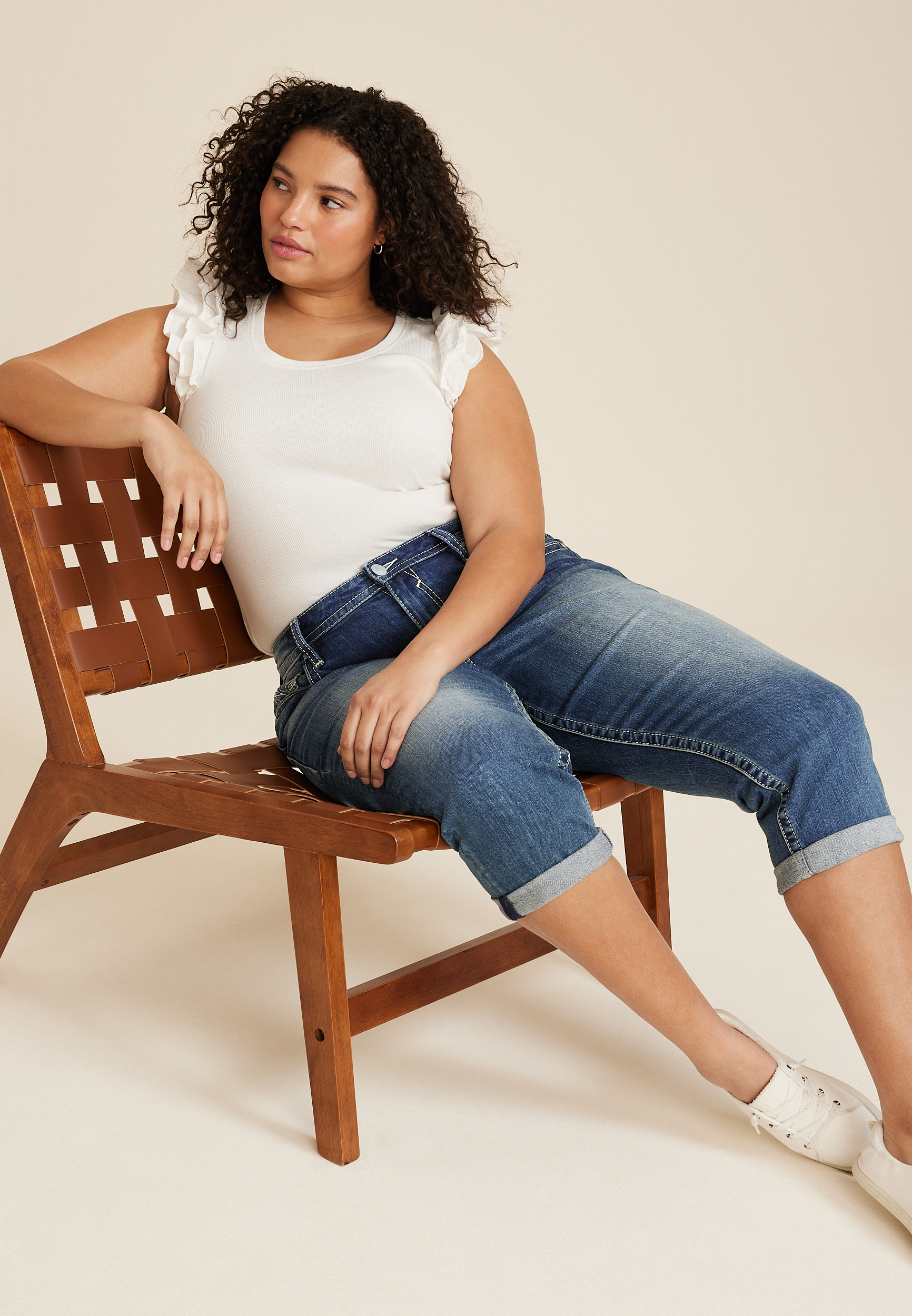 Plus Size Vigoss&reg; Heritage Mid Rise Americana Capri, C258, large