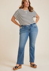 Plus Size Vigoss&reg; Mid Rise Feather Pocket Straight Jean, C3337, small