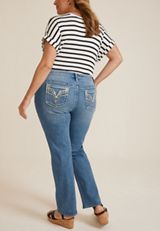 Plus Size Vigoss&reg; Mid Rise Feather Pocket Straight Jean, C3337, small