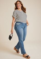 Plus Size Vigoss&reg; Mid Rise Feather Pocket Straight Jean, C3337, small