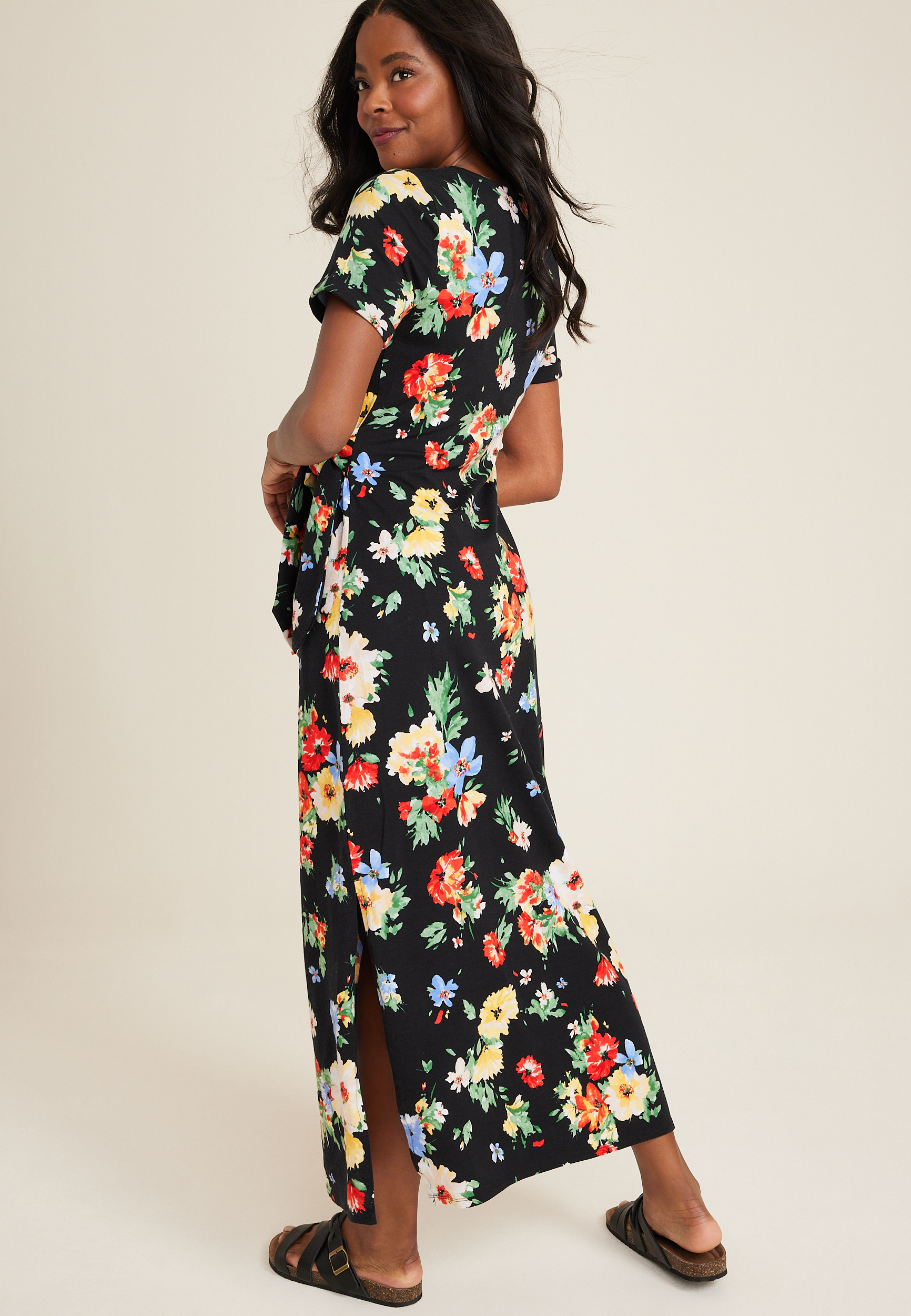 24/7 Floral Waist Tie Midi Dress, C1756, large