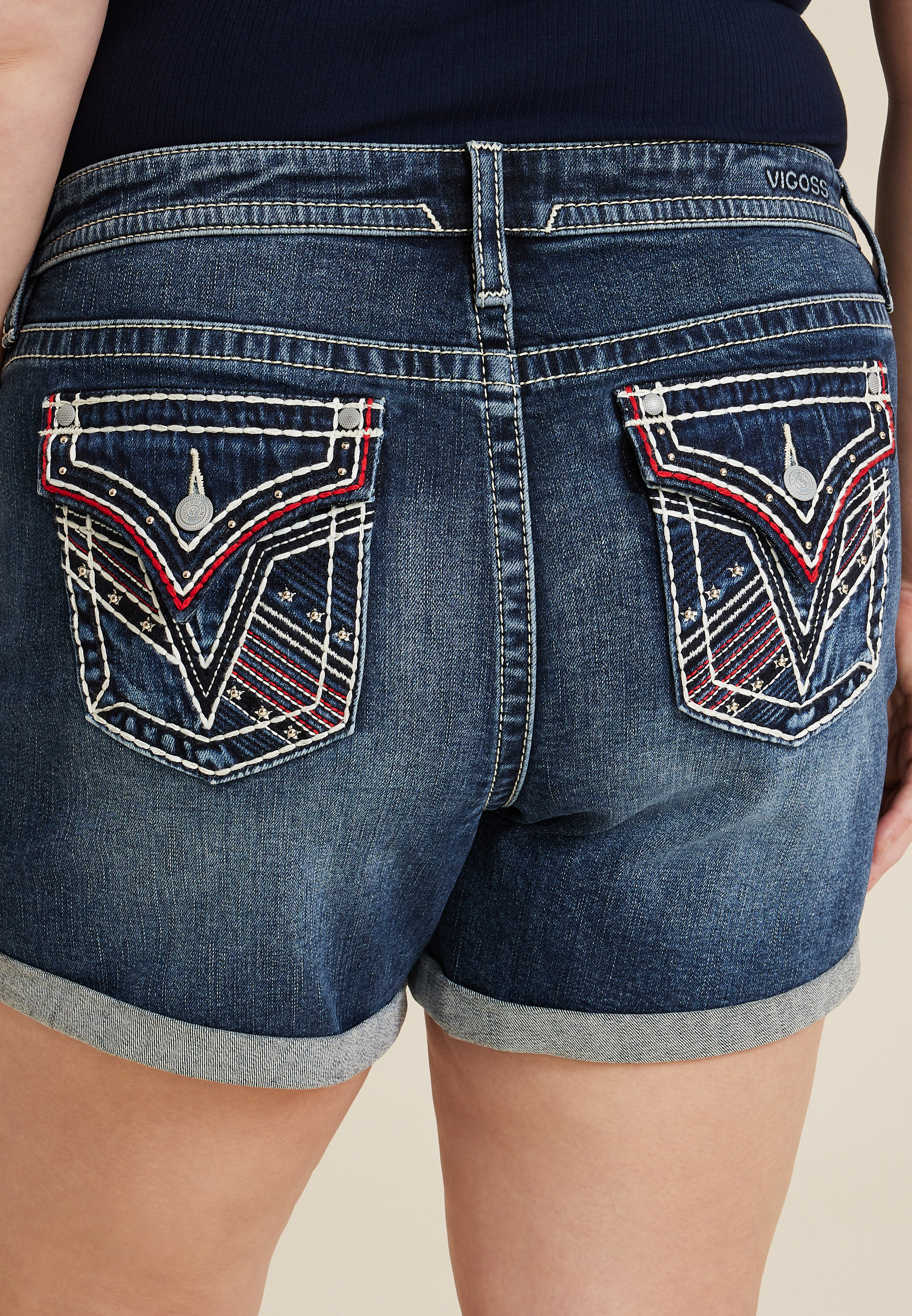 Plus Size Vigoss&reg; Americana Heritage Mid Rise 6in Short, DARK SANDBLAST, large