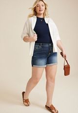 Plus Size Vigoss&reg; Americana Heritage Mid Rise 6in Short, DARK SANDBLAST, small