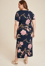 Plus Size 24/7 Waist Tie Midi Dress, BLUE JASMINE COMBO, small