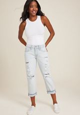 edgely&trade; Mid Rise Ripped Relaxed Boyfriend Cropped Jean, C2806, small