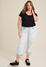Plus Size edgely&trade; Mid Rise Light Ripped Relaxed Boyfriend Crop Jean, C2806, small