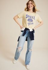 Shell Yeah Oversized Fit Graphic Tee, SUNDRIED LEMON, small