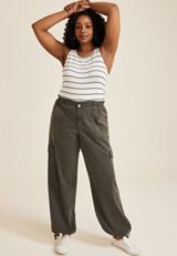 Plus Size High Rise Utility Straight Pant, C7222, small