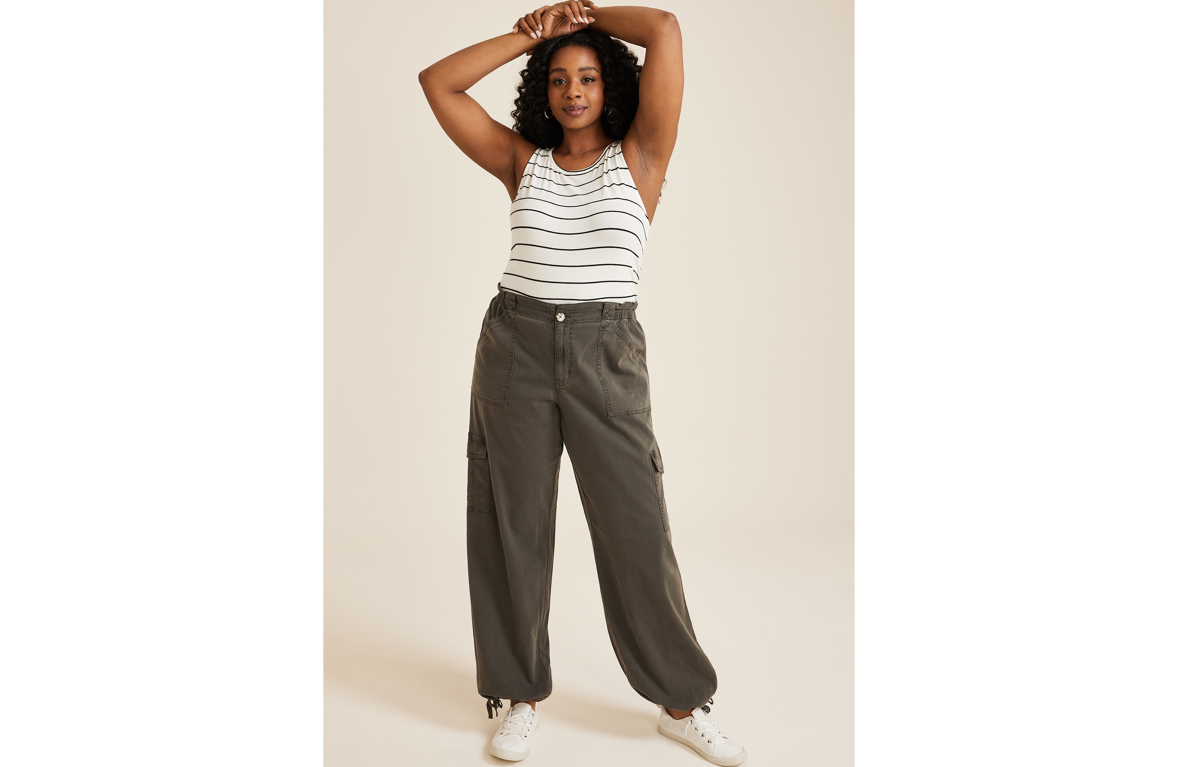 Plus High Rise Utility Straight Pant