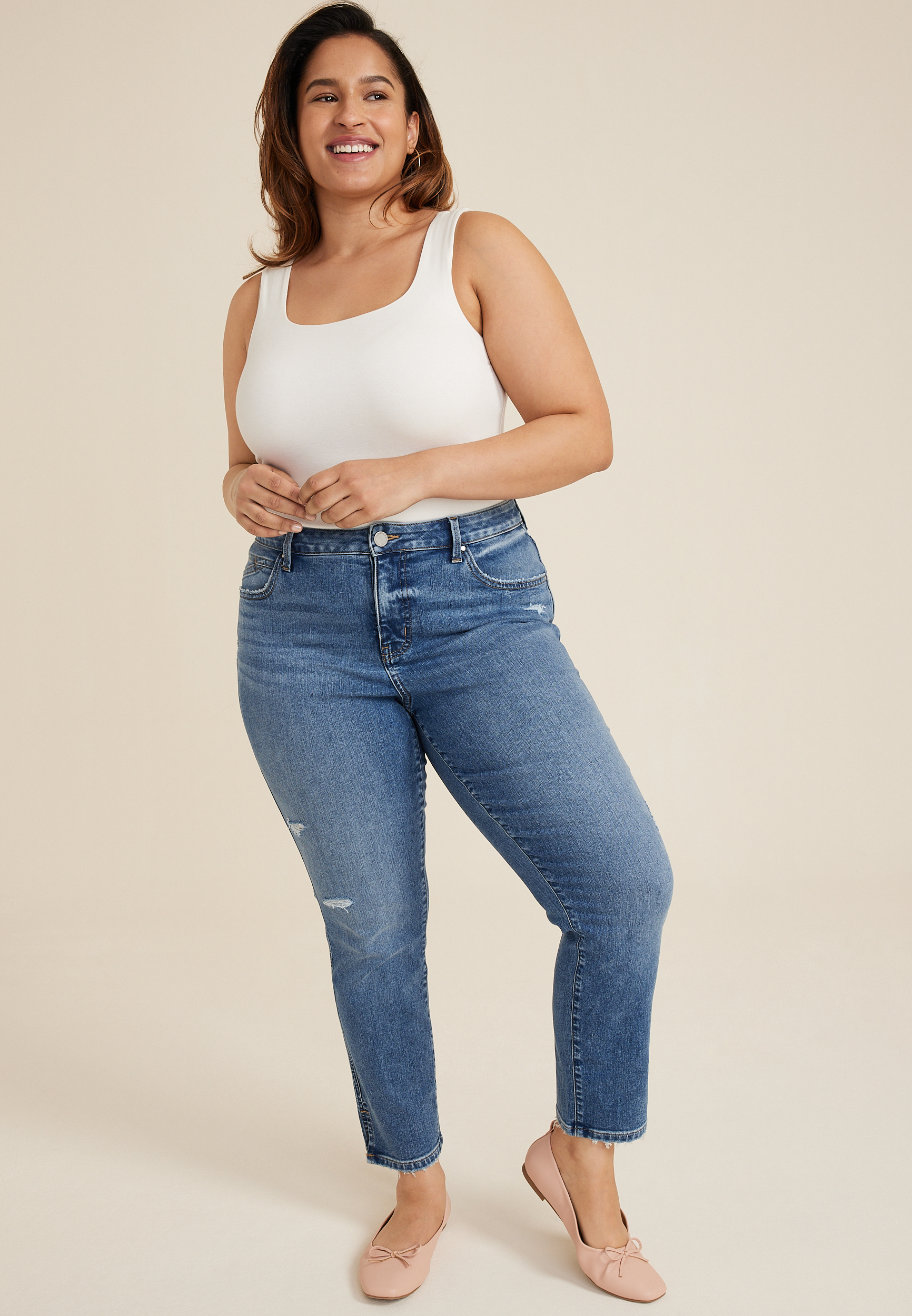 Plus Size m jeans by maurices™ Everflex™ Curvy High Rise Slim Straight ...