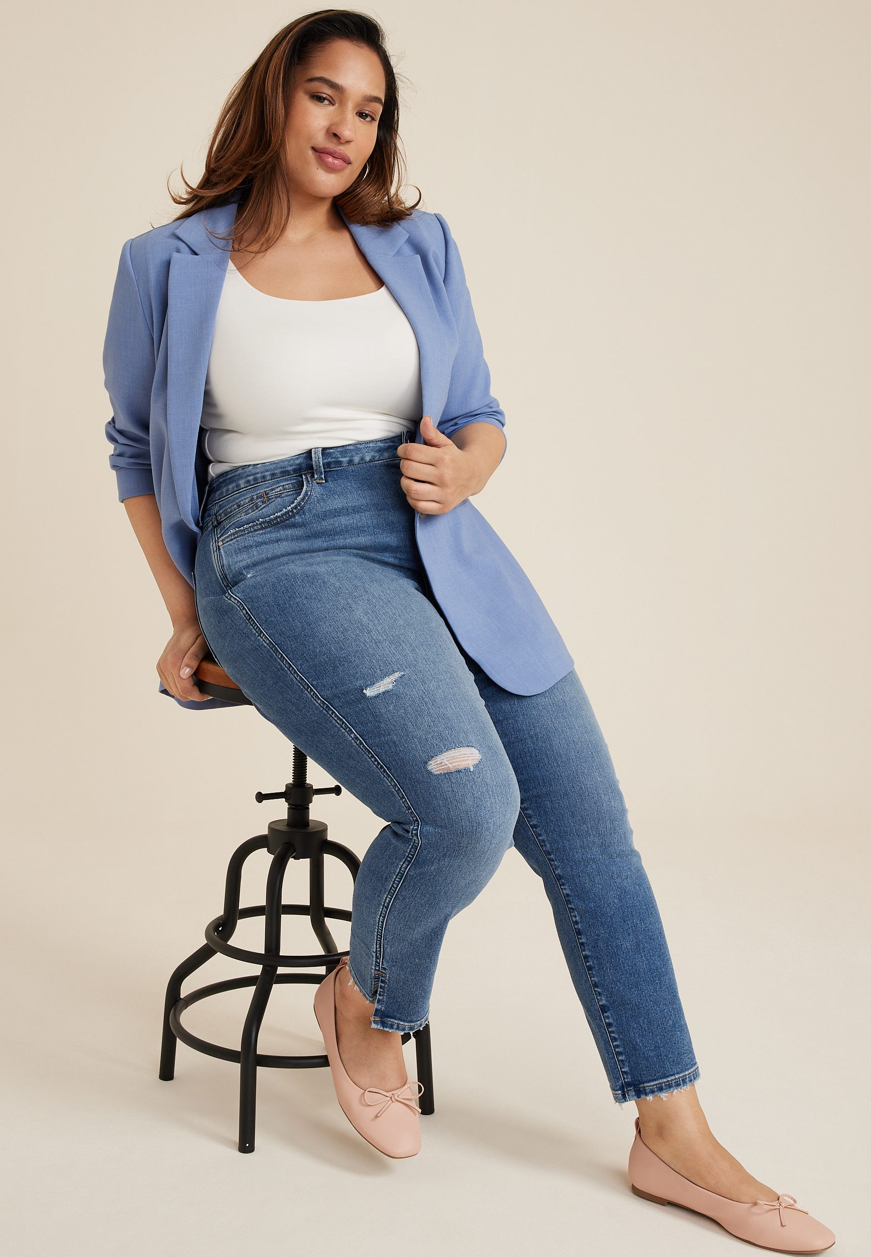 Plus Size Everflex&trade; Curvy High Rise Slim Straight Ankle Jean, C3337, large