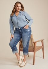 Plus Size edgely&trade; Mid Rise Medium Relaxed Boyfriend Crop Jean, C3337, small