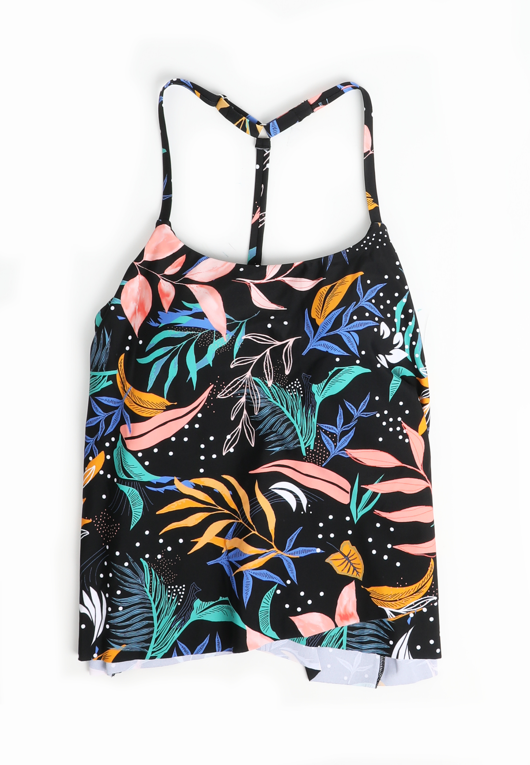 Floral T Back Tankini Swim Top
