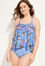 Floral T Back Tankini Swim Top, C1772, small