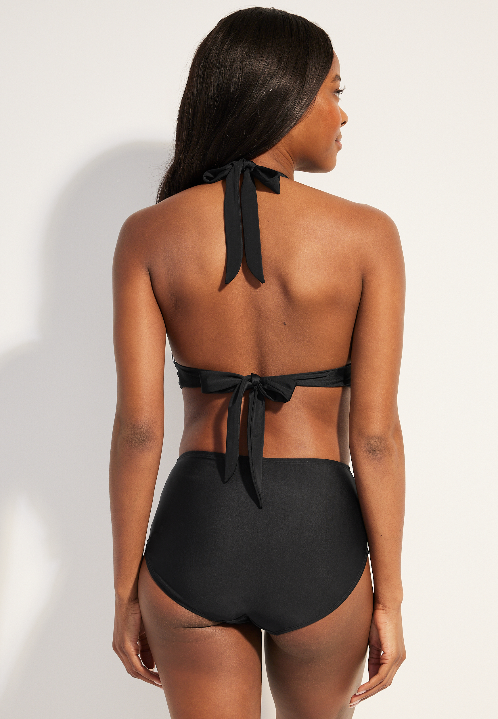 Geo Halter Triangle Swim Top, BLACK/WHITE, large