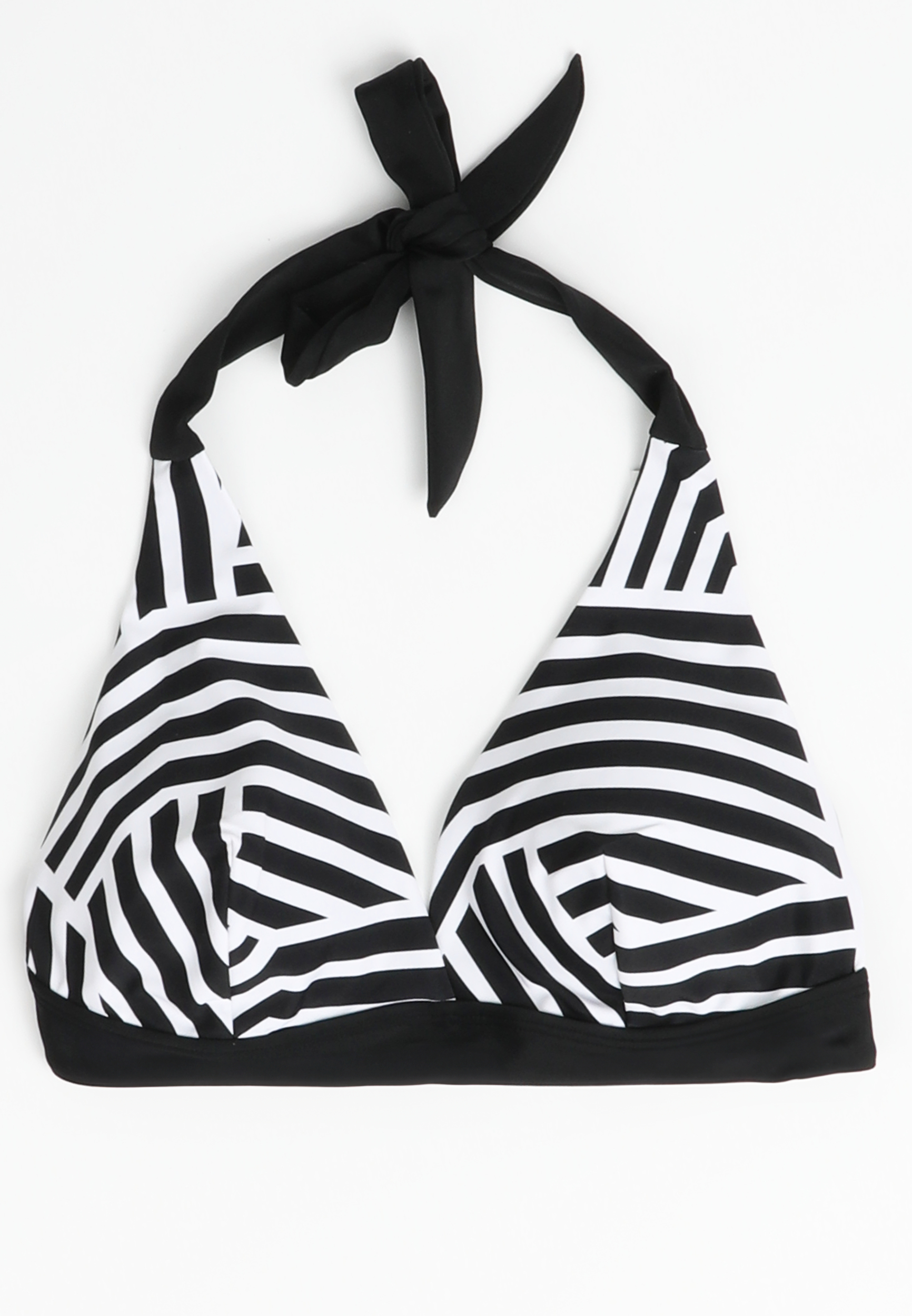 Geo Halter Triangle Swim Top, BLACK/WHITE, large