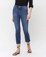 Flying Monkey&trade; High Rise Slim Straight Frayed Hem Jean, DARK SANDBLAST, small
