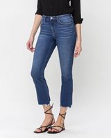 Flying Monkey&trade; High Rise Slim Straight Frayed Hem Jean, DARK SANDBLAST, small