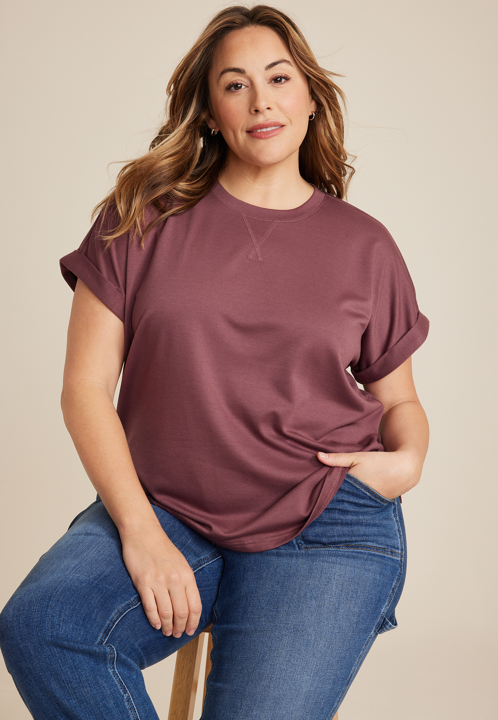 Homerun Raglan Shirt, Women Plus Sizes 14w-40w