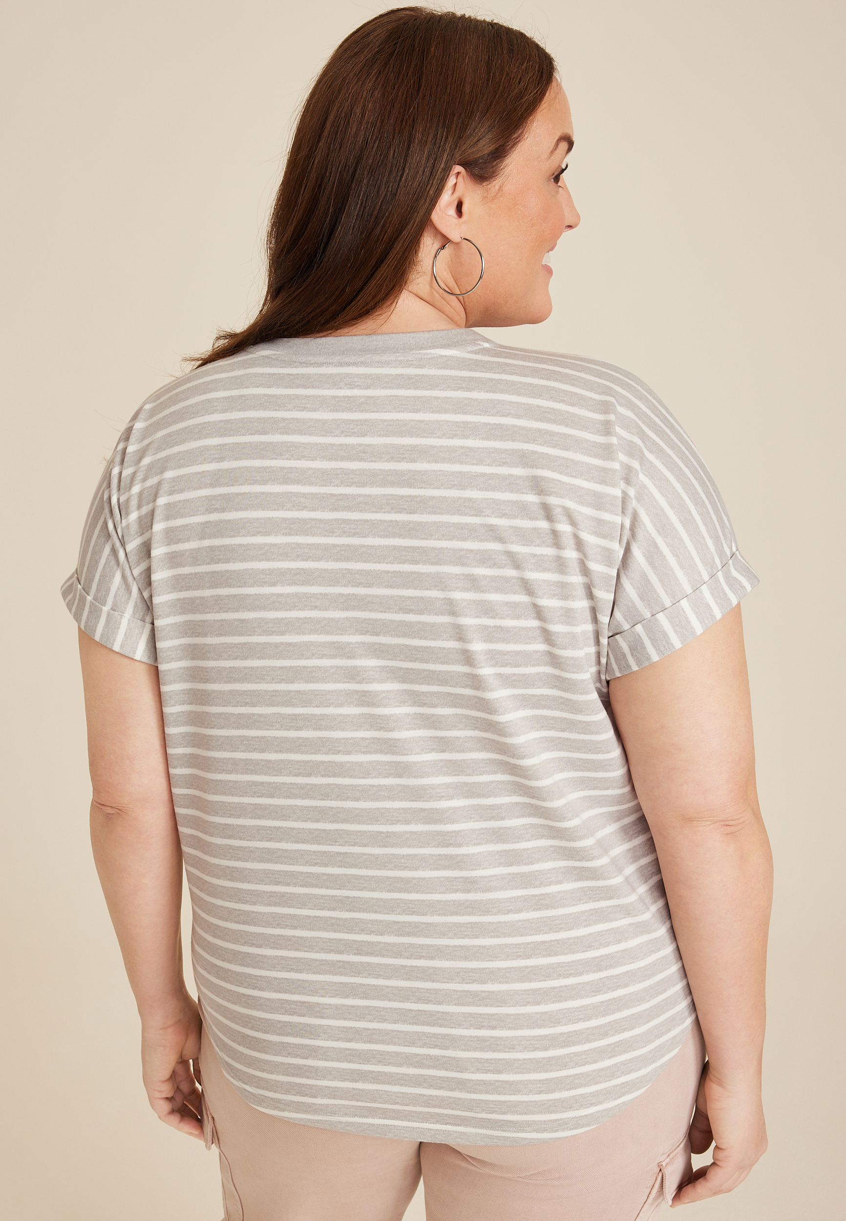 Plus Size 24/7 Clara Striped Short Sleeve Tee, C1942, large