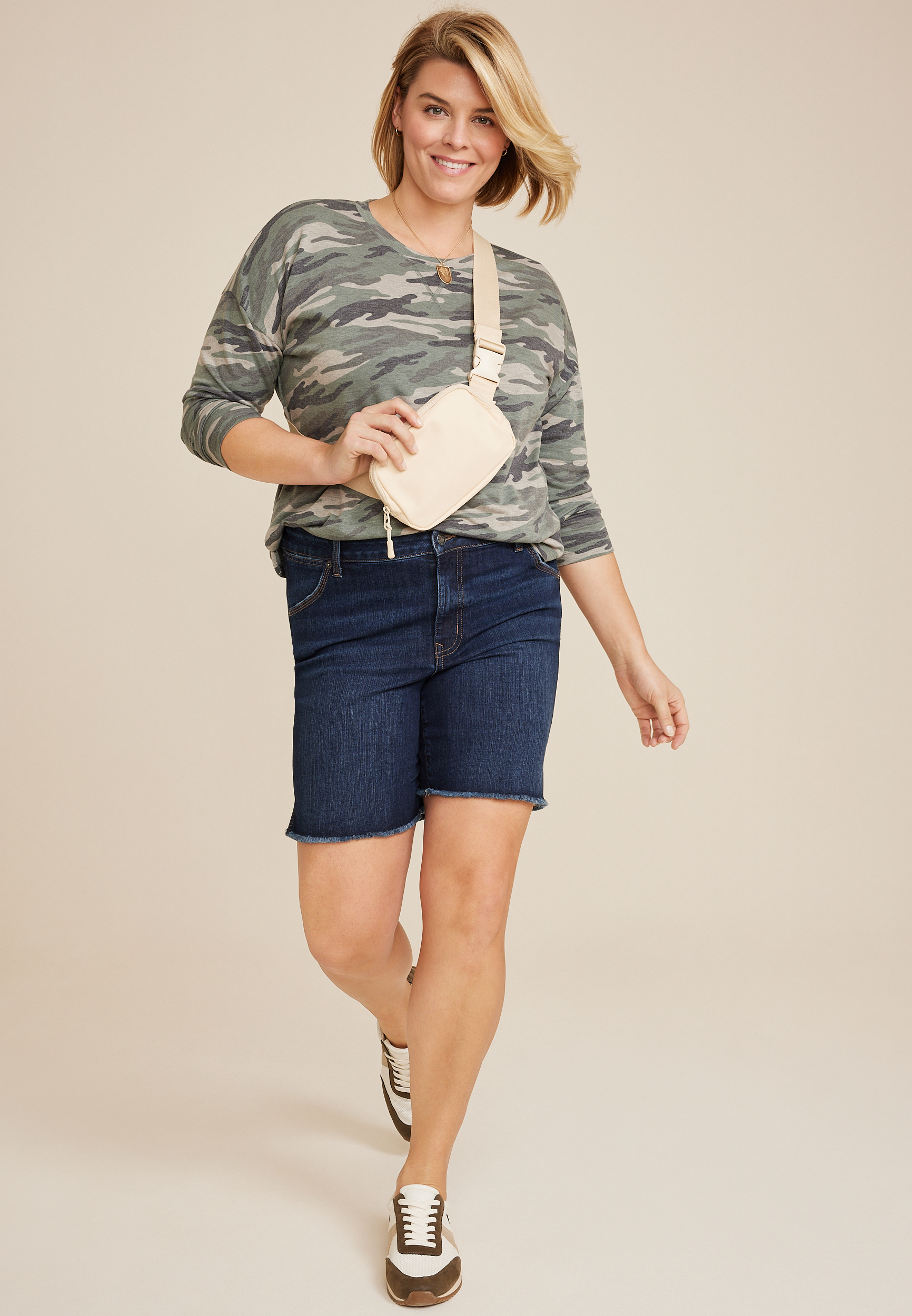 Plus Size m jeans by maurices&trade; Classic Mid Rise Mid Fit 8in Bermuda Short, C258, large