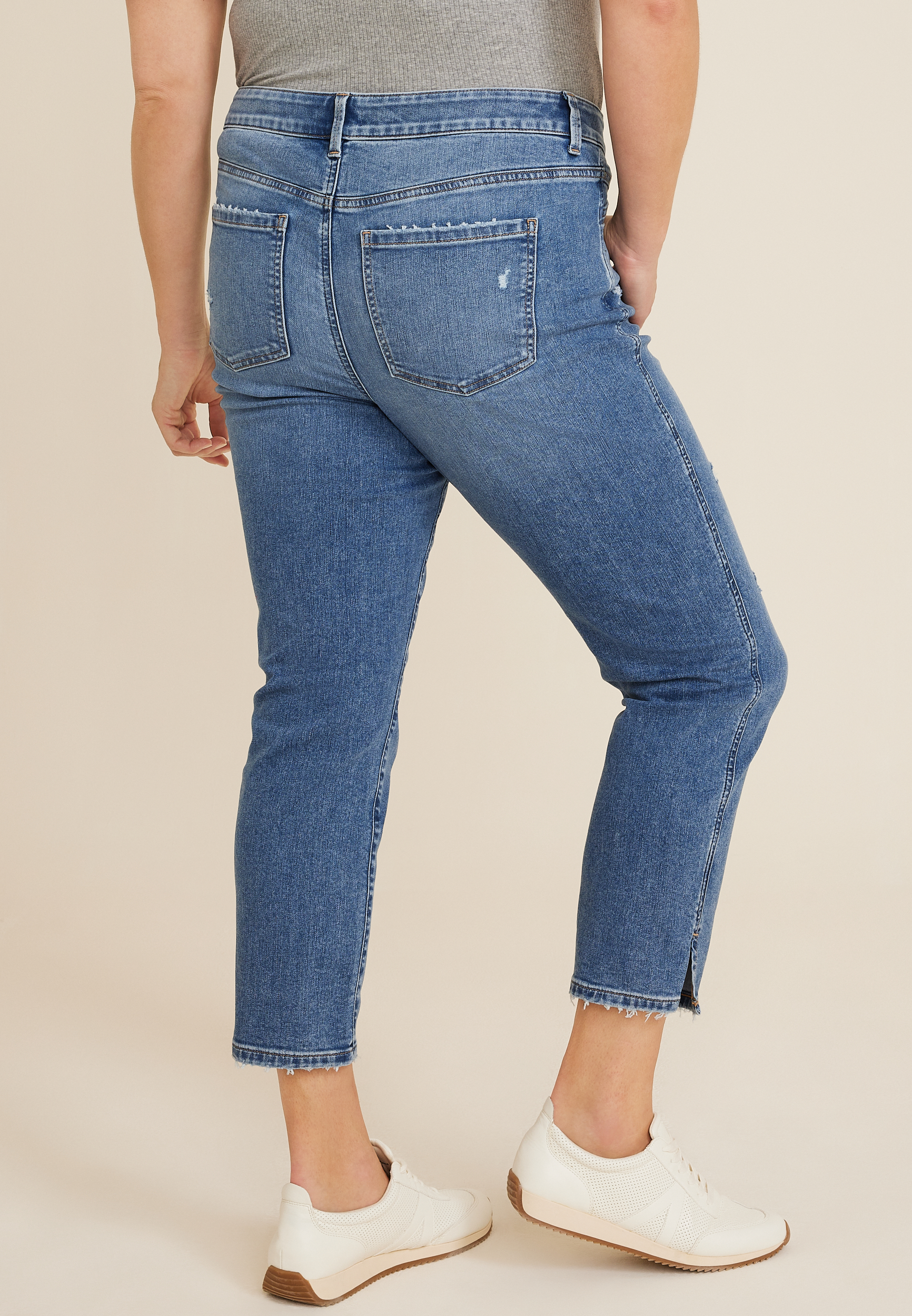 Plus Size Everflex&trade; Mid Rise Mid Fit Slim Straight Ankle Jean, C3337, large