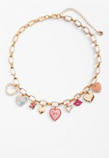 Valentines Day Charm Necklace, RED COMBO, small