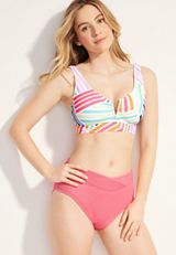 Crossover Crinkle High Waist Bikini Bottom, C6344, small