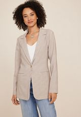 Plaid Boyfriend Blazer, NATURAL COMBO, small