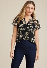 Atwood Floral Flutter Sleeve Blouse, C1756, small