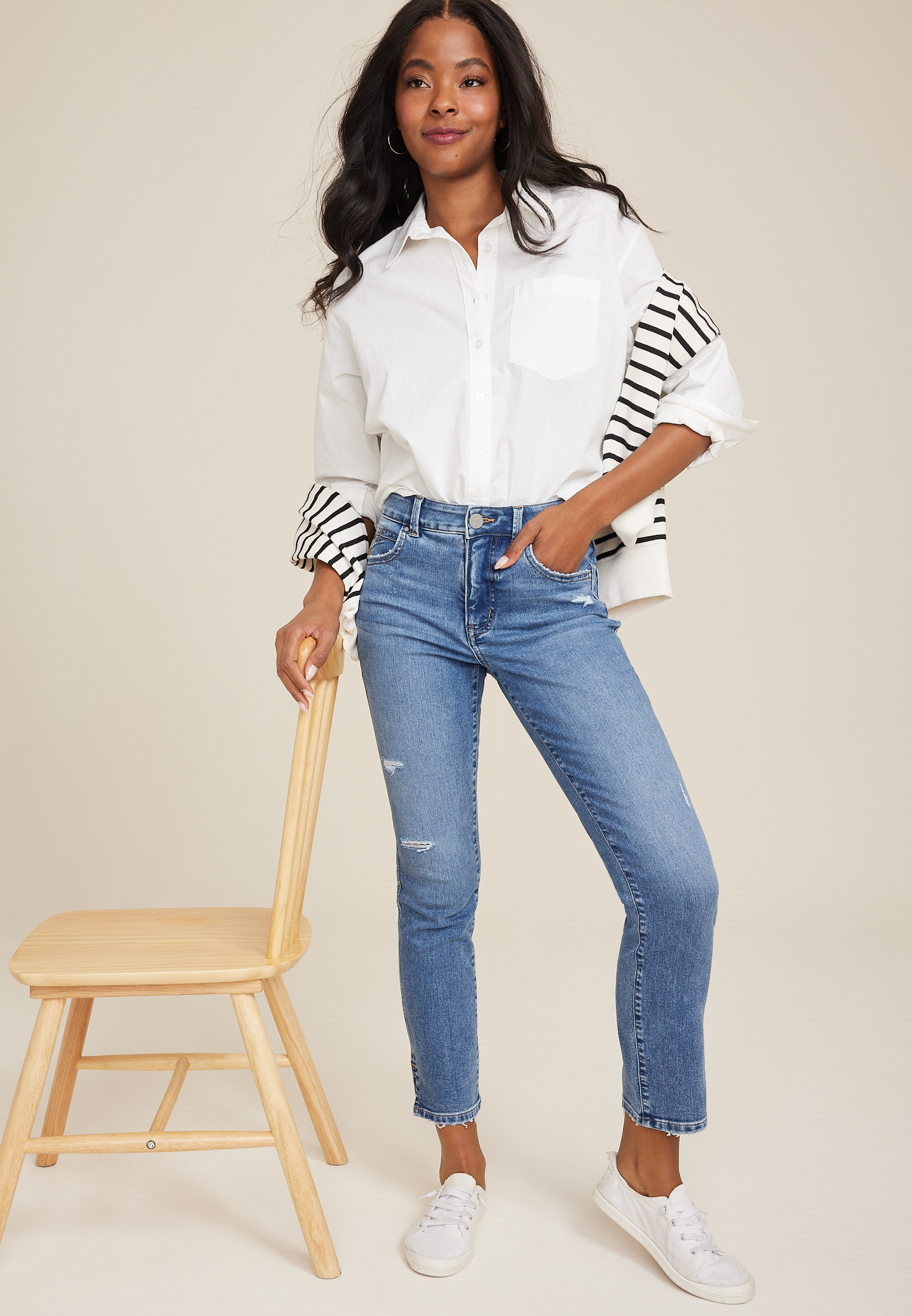 Everflex&trade; High Rise Slim Straight Ankle Jean, C3337, large